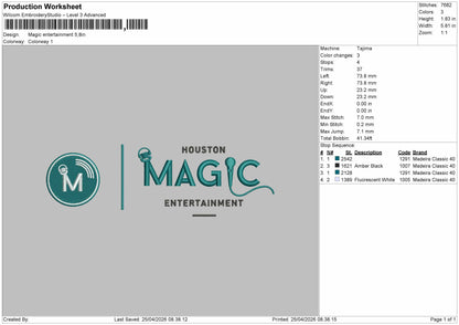 Magic Entertainment Embroidery Design. 3 Files - Multiple Size
