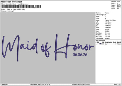 Maidtext Embroidery File 6 sizes