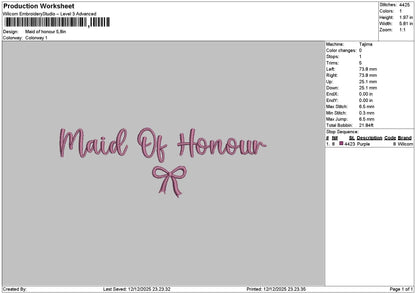 Maidtext 001 Embroidery File 6 sizes