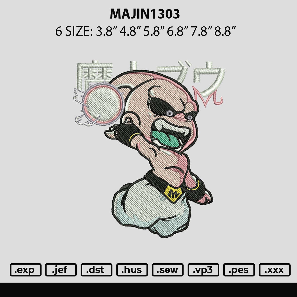 Majin1303 Embroidery File 6 sizes