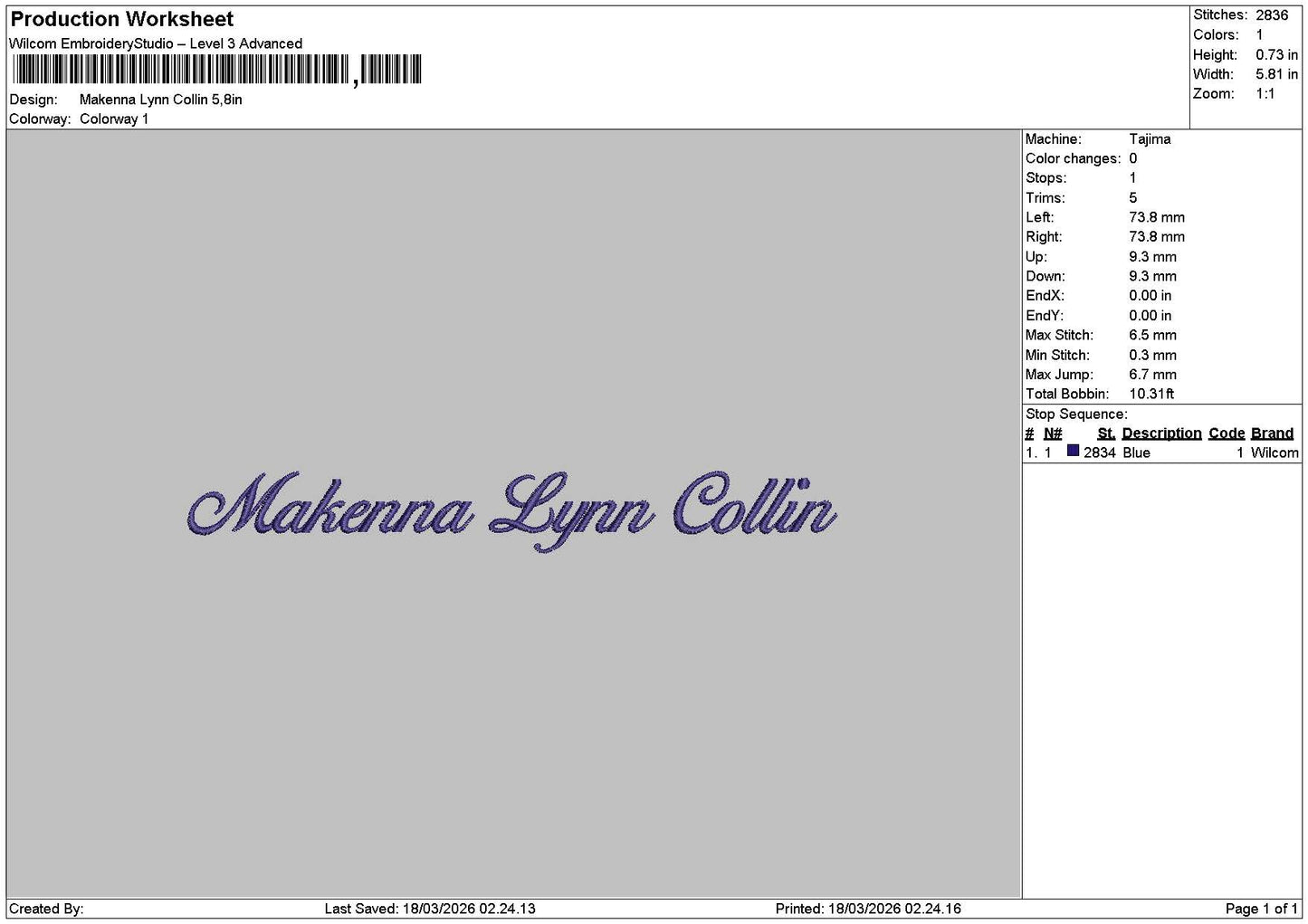 Makennatext Embroidery File 6 sizes