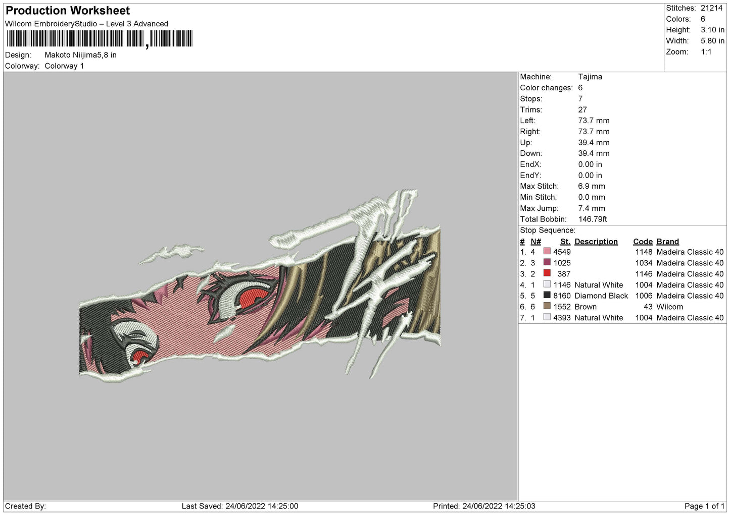 Makato Najiima Embroidery File 4 size