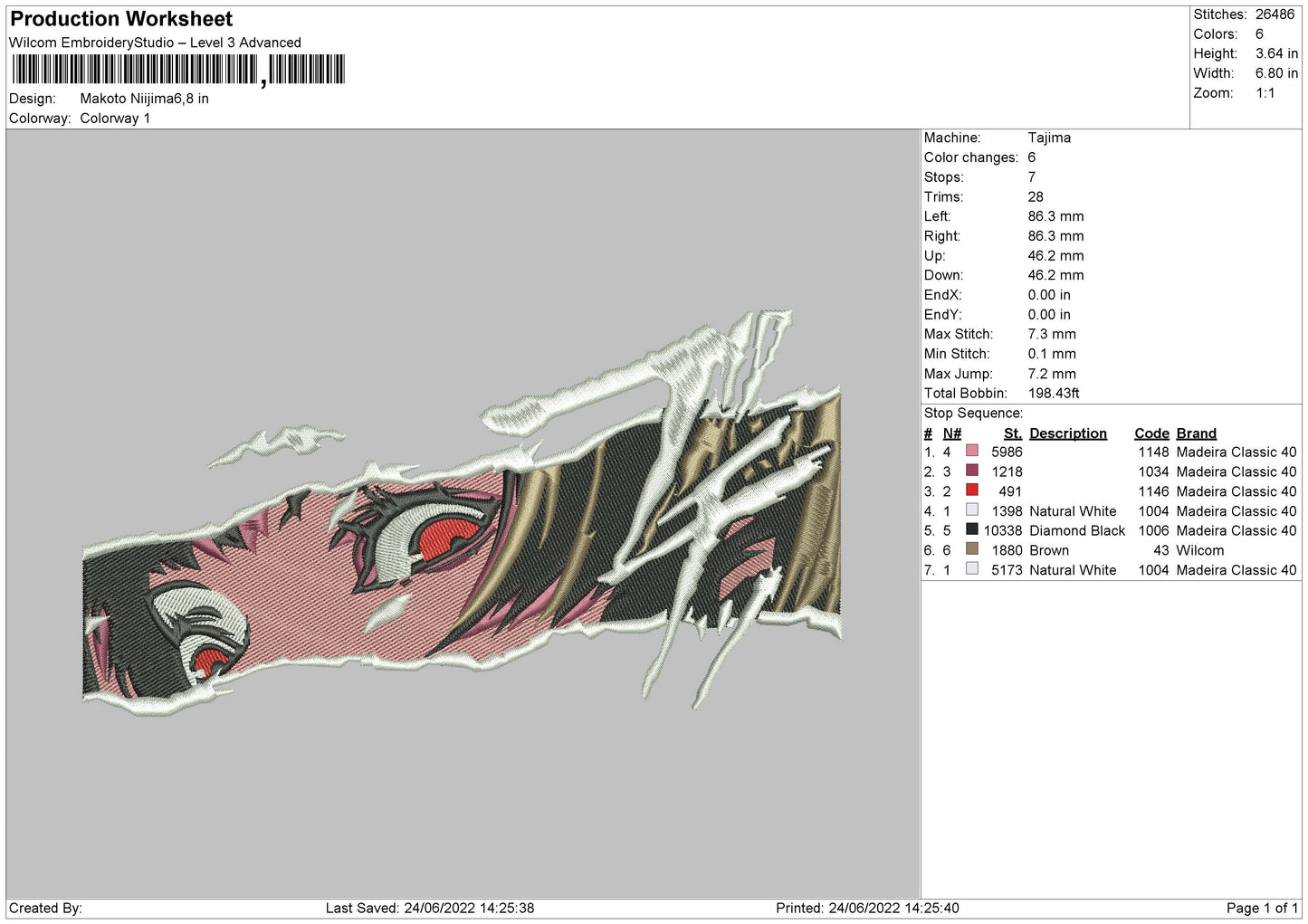 Makato Najiima Embroidery File 4 size