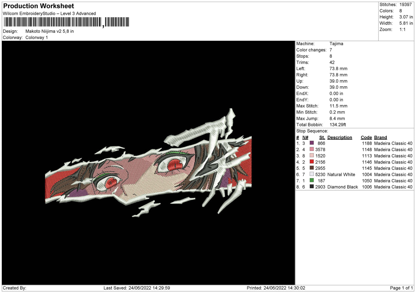 Makato Najiima Embroidery File 4 size