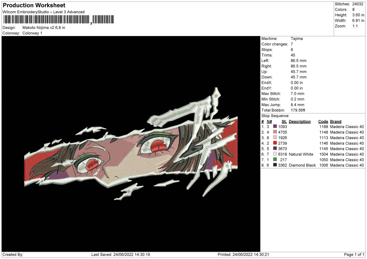 Makato Najiima Embroidery File 4 size