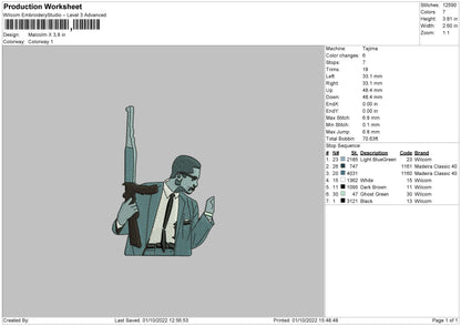 Malcolm X Embroidery File 5 sizes