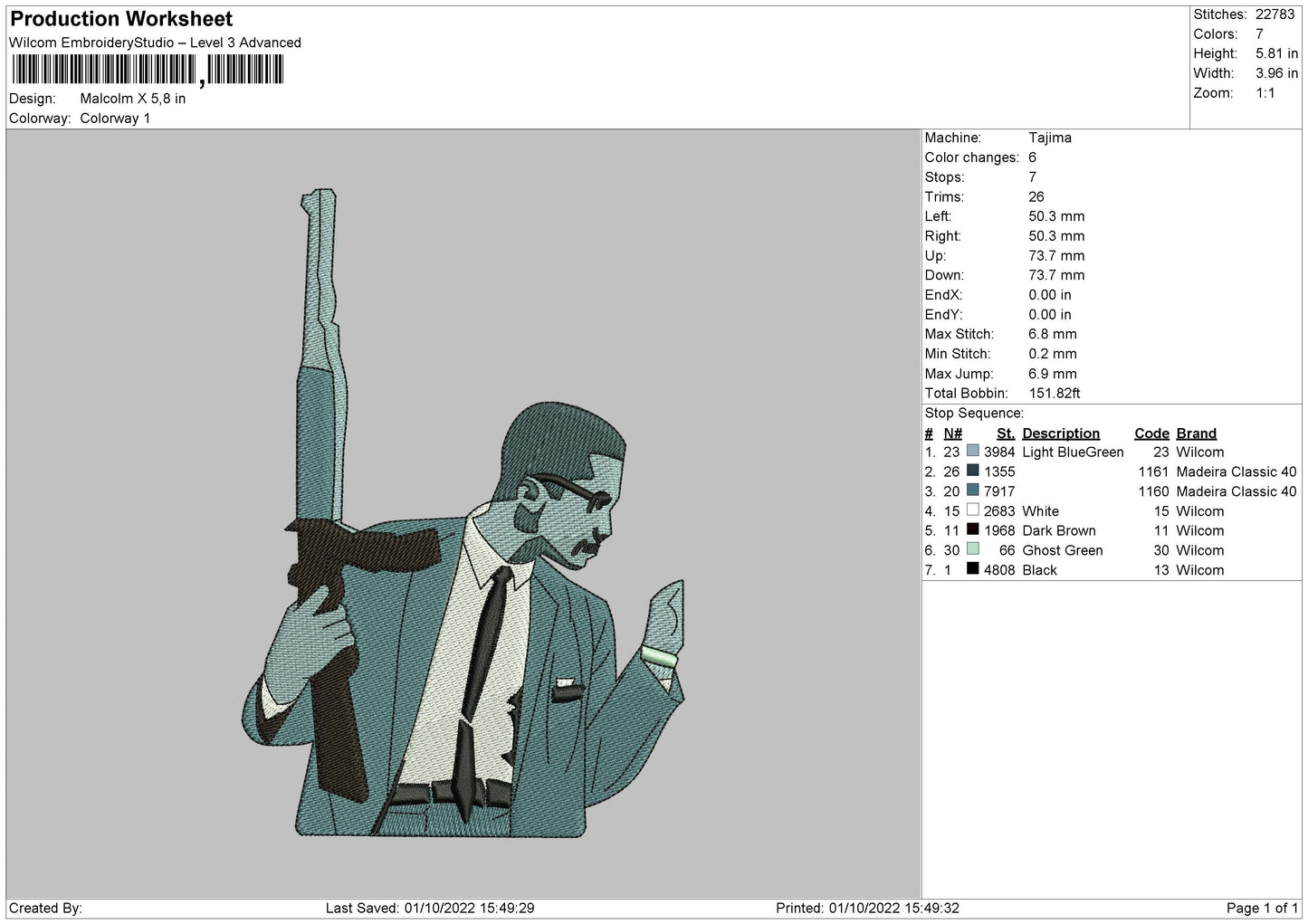 Malcolm X Embroidery File 5 sizes