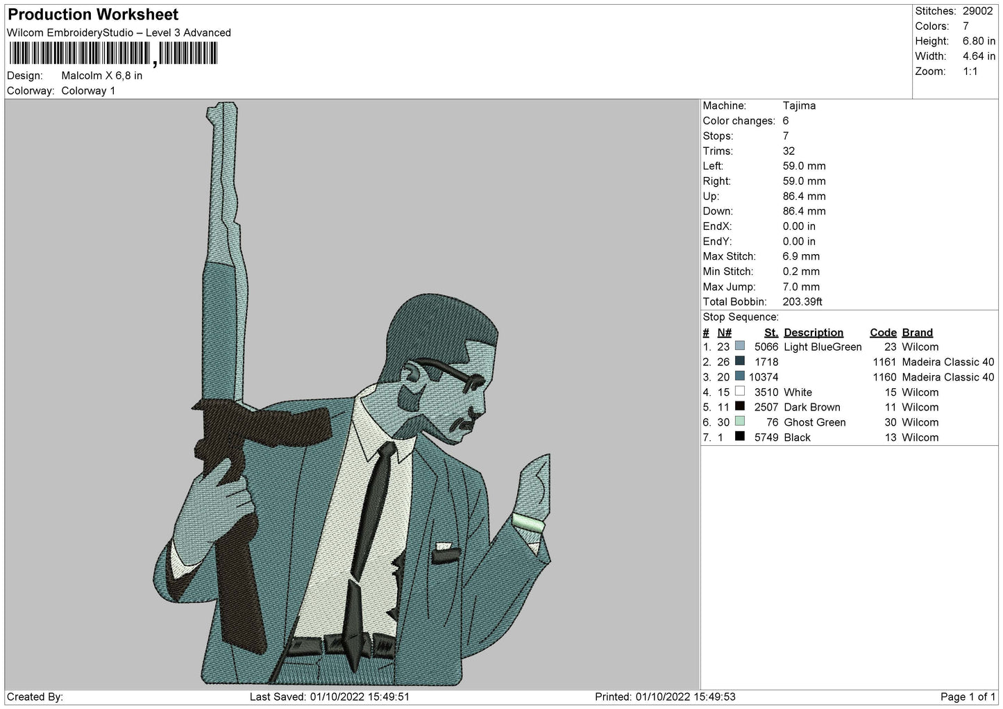 Malcolm X Embroidery File 5 sizes