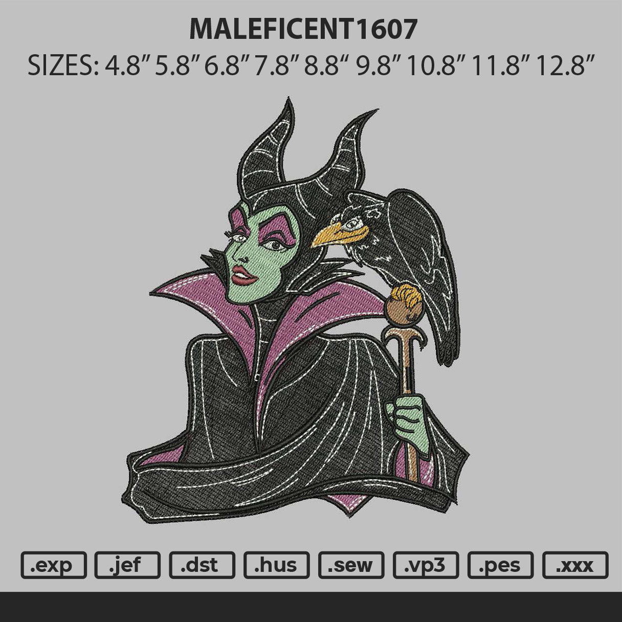 Maleficent1607 Embroidery File 6 sizes