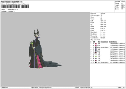 Maleficent Embroidery File 6 sizes