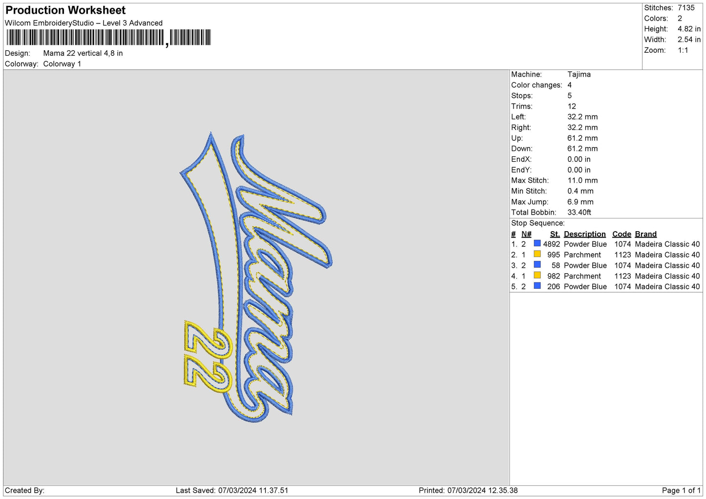 Mama 22 Embroidery File 6 sizes