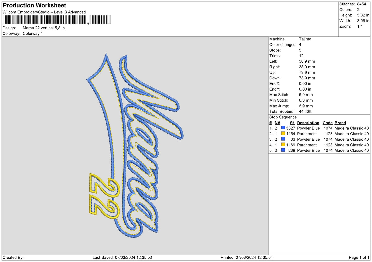 Mama 22 Embroidery File 6 sizes