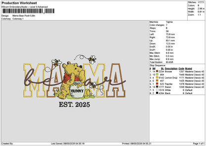 Mama Pooh 0805 Embroidery File 6 sizes