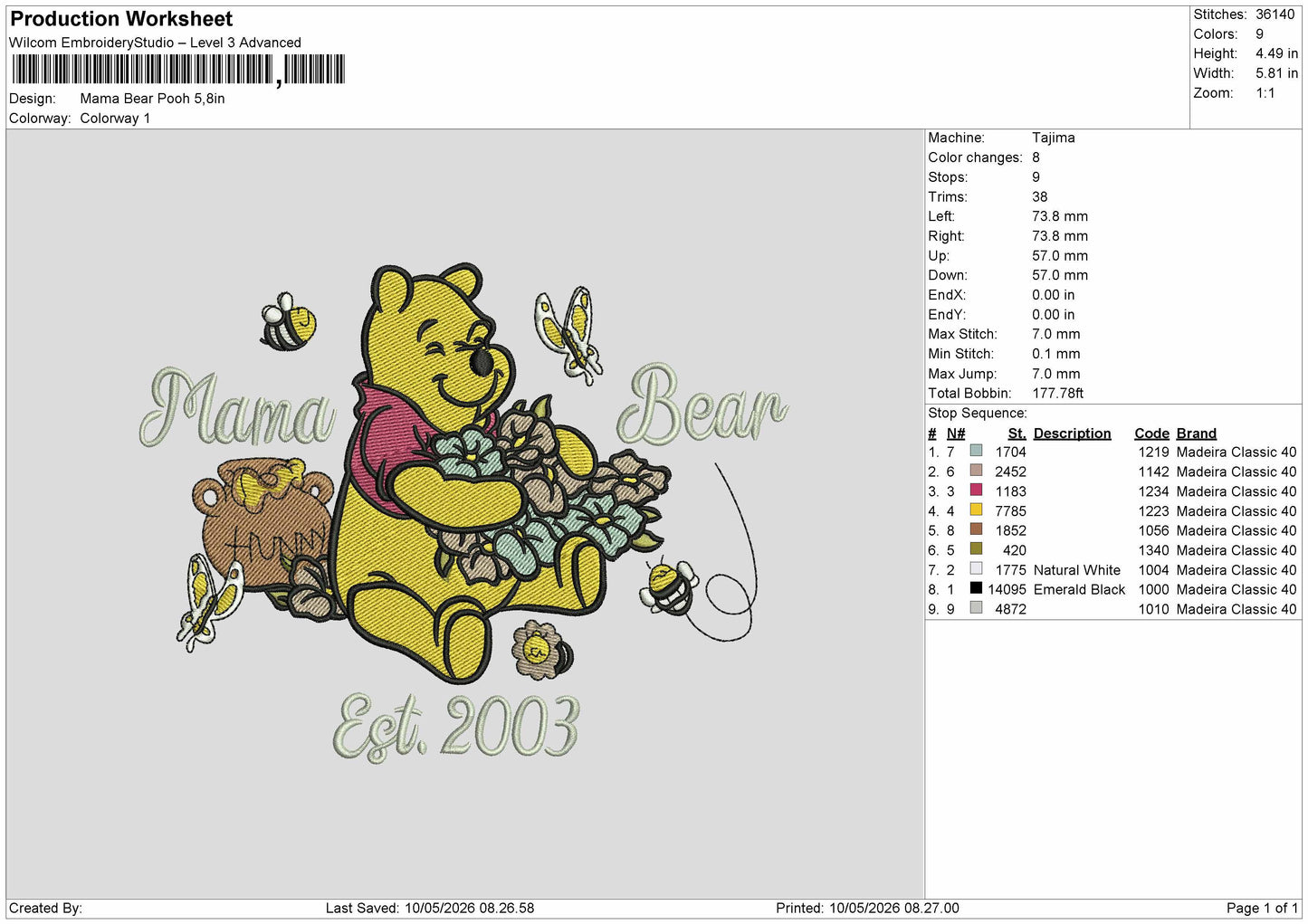 Mama Bear 2023 Embroidery Machine File