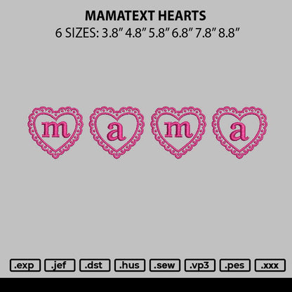 Mamatext Hearts Embroidery File 6 sizes