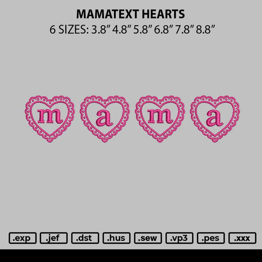 Mamatext Hearts Embroidery File 6 sizes