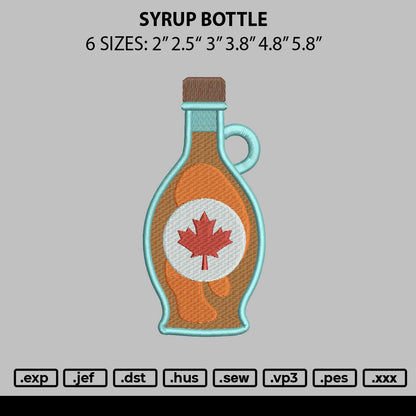 Syrup Bottle Embroidery File 6 sizes