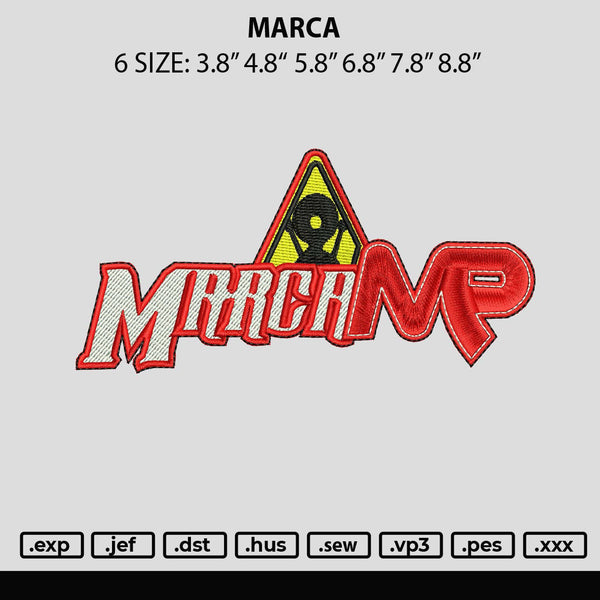Marca Embroidery File 6 sizes