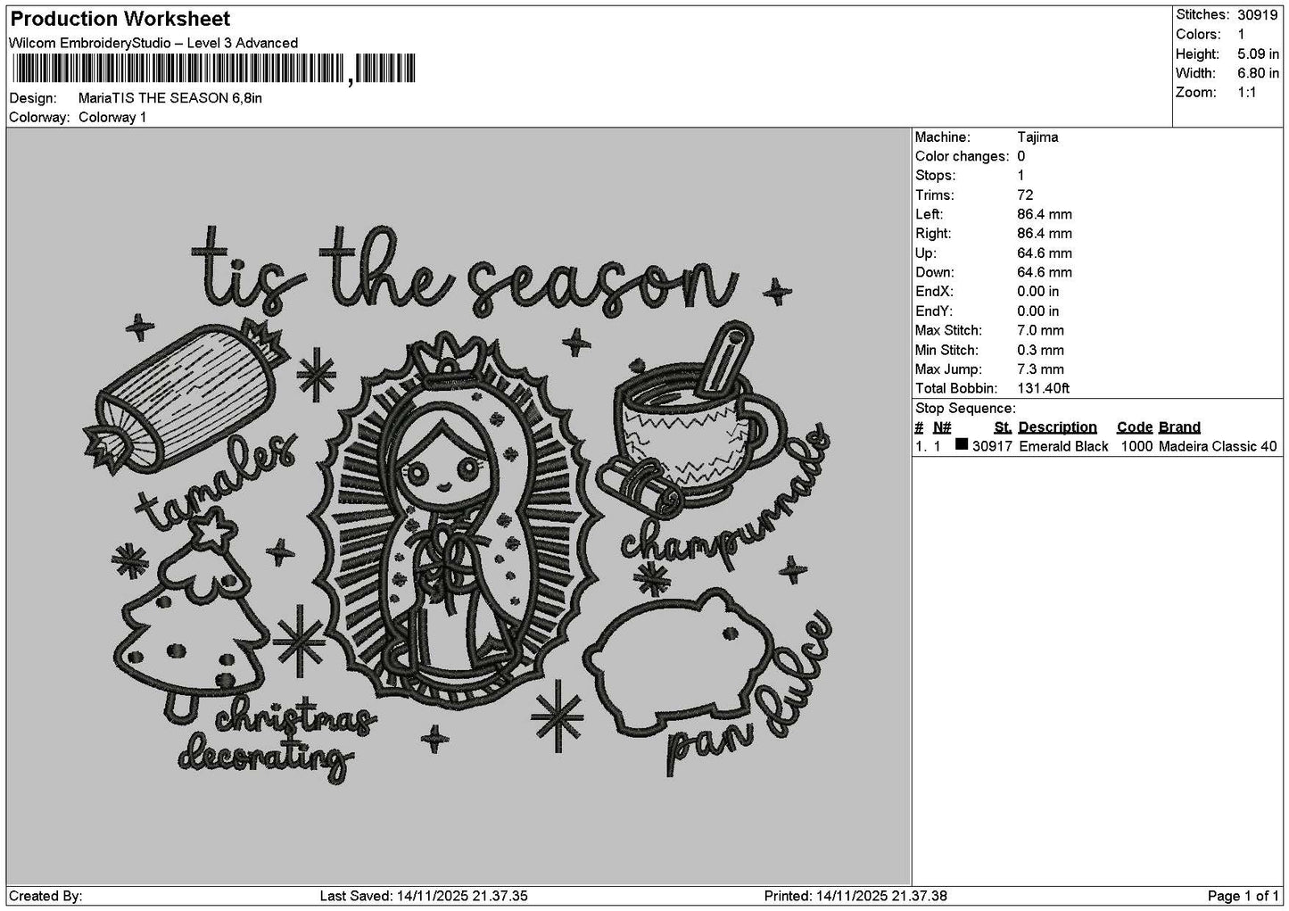 Seasontext 1411 Embroidery File 6 sizes