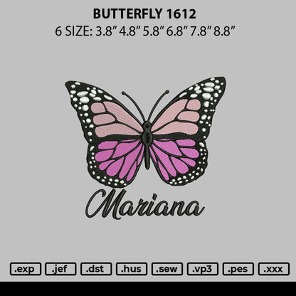 Butterfly 1612 Embroidery Machine Design File 6 sizes