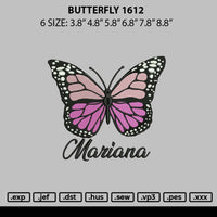 Butterfly 1612 Embroidery File 6 sizes