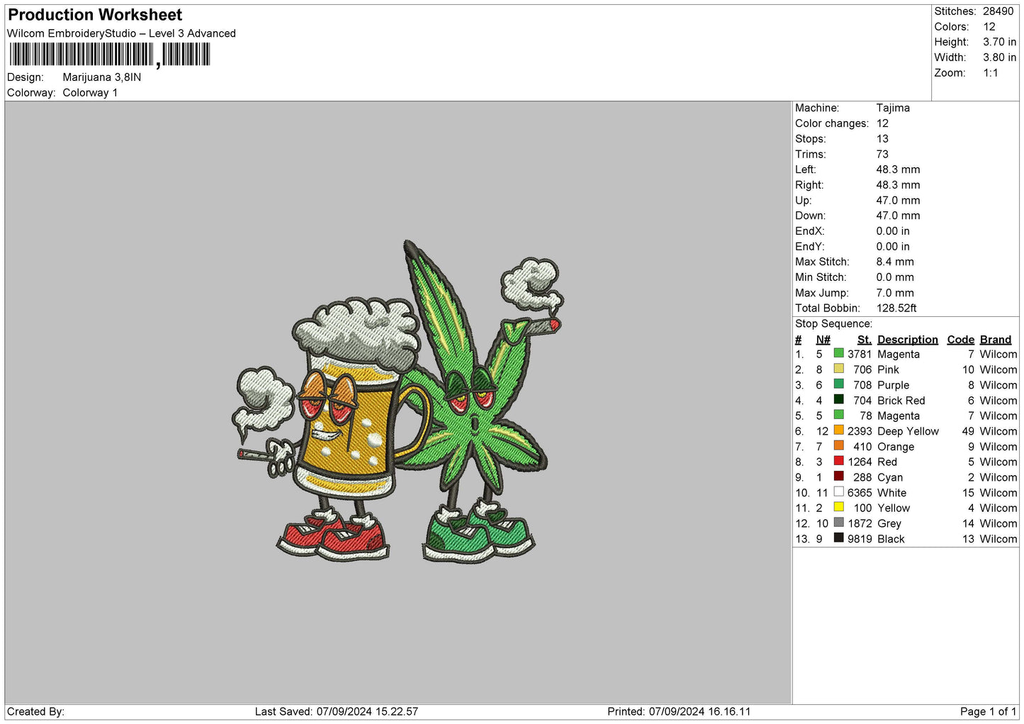 Beers 0709 Embroidery File 6 sizes