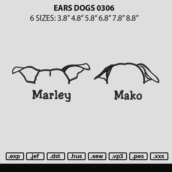 Ears Dogs 0306 Embroidery File 6 sizes