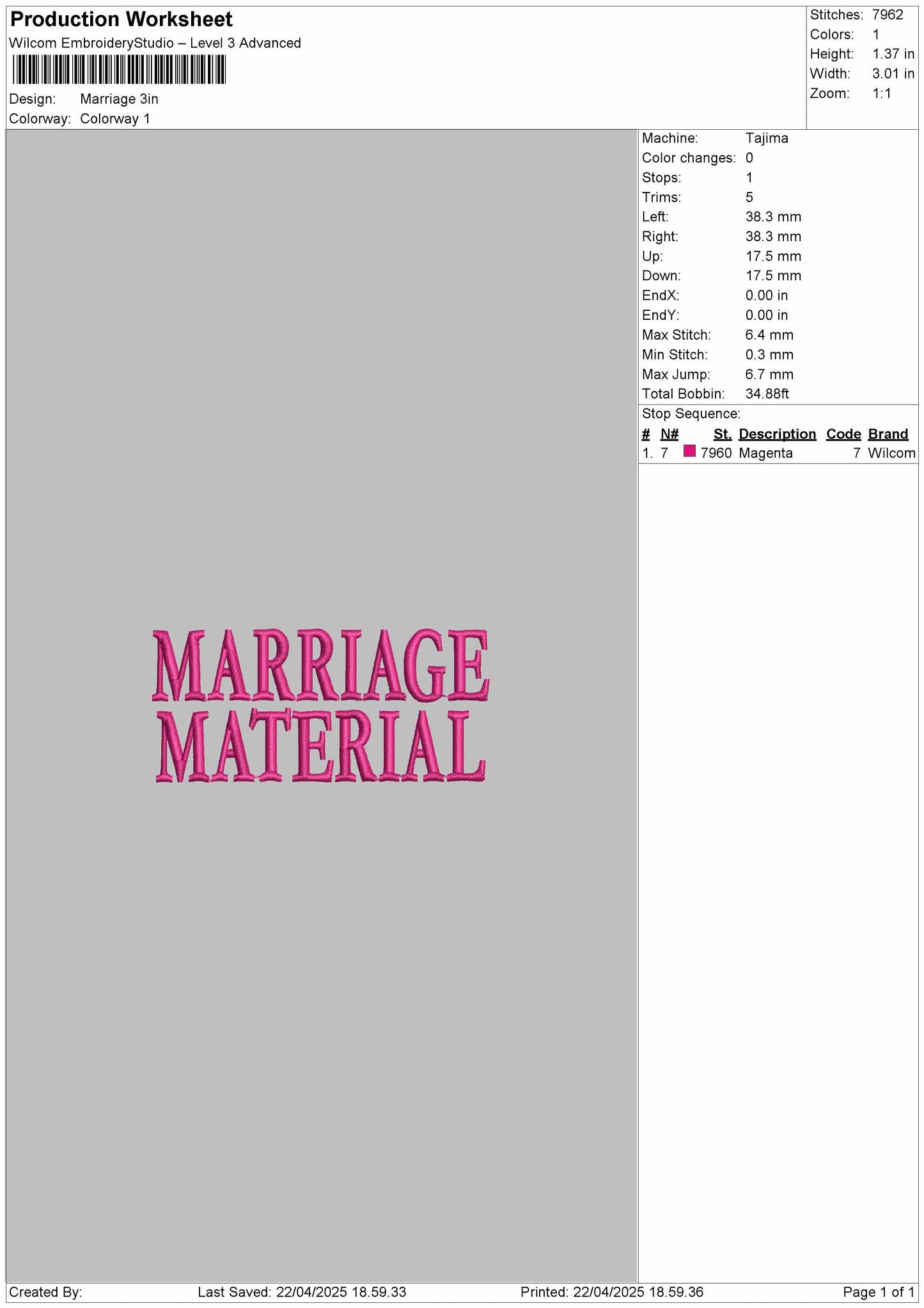 Marriage Material Embroidery Files