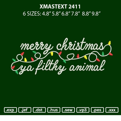 Xmastext 2411 Embroidery File 6 sizes