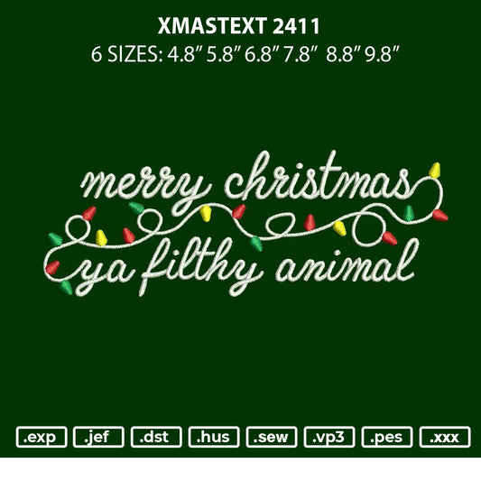 Xmastext 2411 Embroidery File 6 sizes