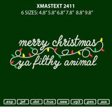Xmastext 2411 Embroidery File 6 sizes