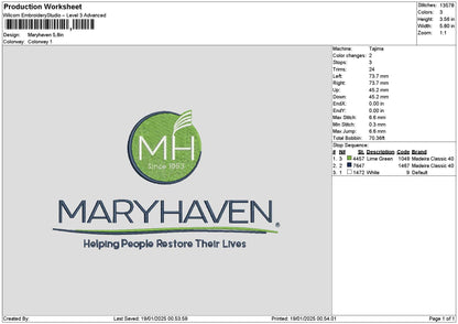 Maryhaventext Embroidery File 6 sizes