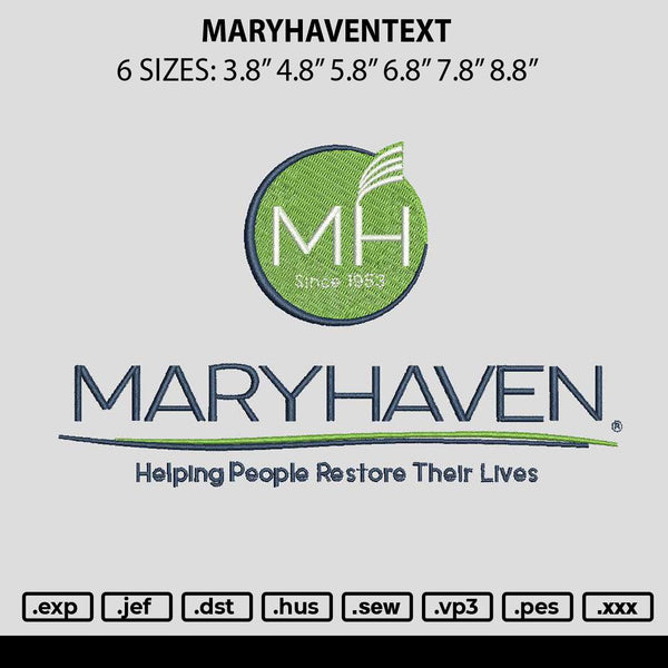 Maryhaventext Embroidery File 6 sizes