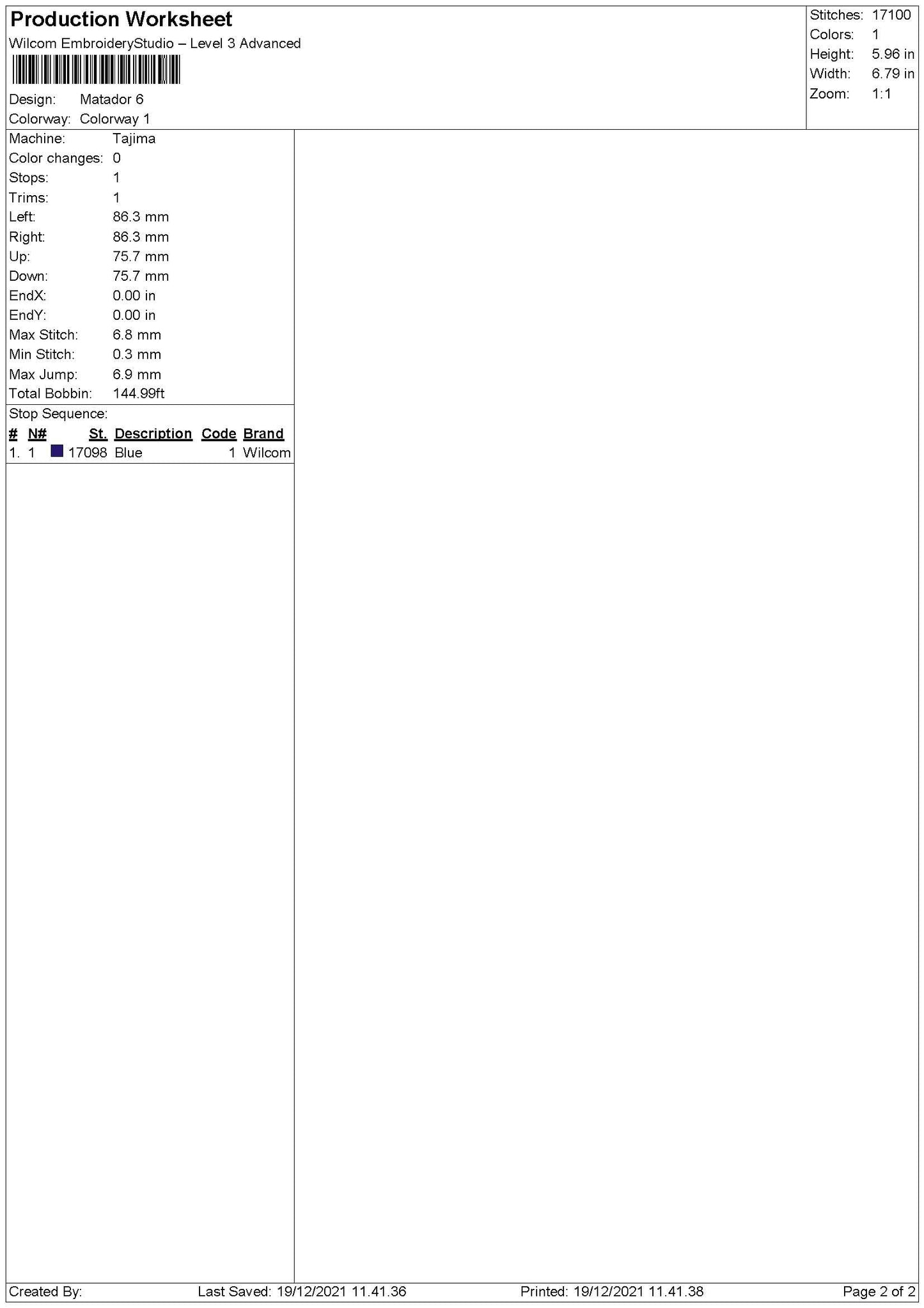 Matador Embroidery File 5 size