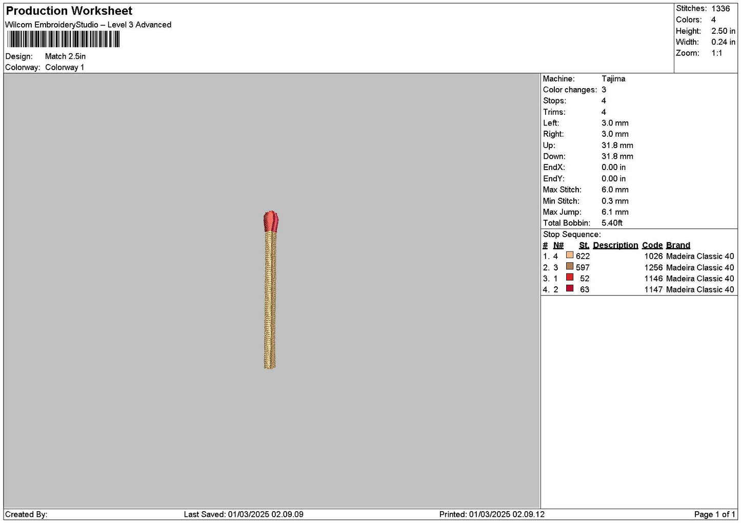 Match Embroidery File 6 sizes