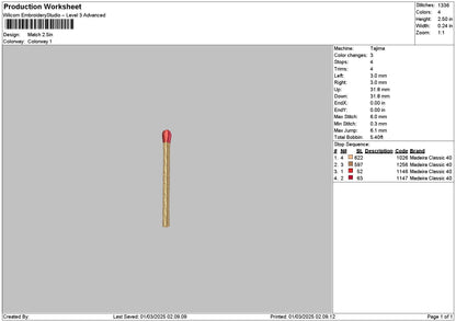 Match Embroidery File 6 sizes