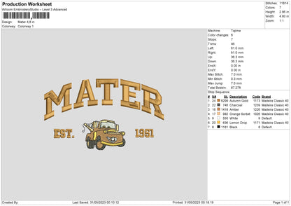 Mater text Embroidery File 6 sizes