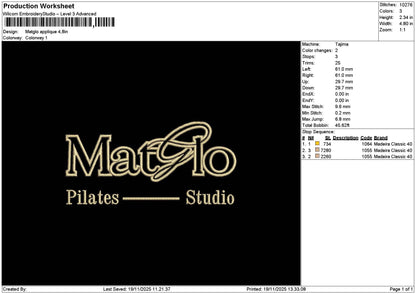 Matglotext App Embroidery File 6 sizes