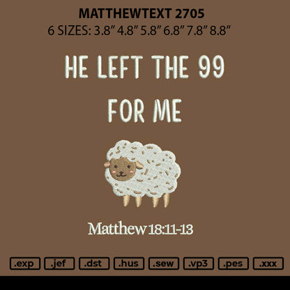Matthewtext 2705 Embroidery File 6 sizes