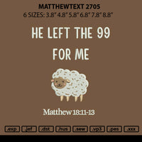 Matthewtext 2705 Embroidery File 6 sizes