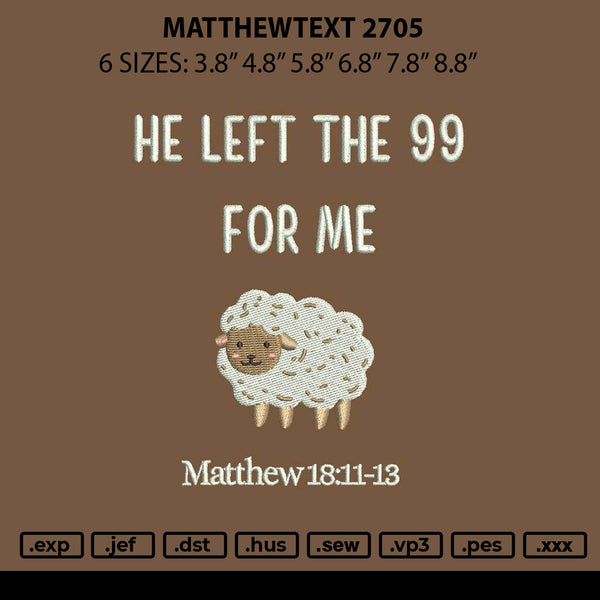 Matthewtext 2705 Embroidery File 6 sizes