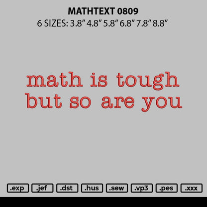Mathtext 0809 Embroidery File 6 sizes
