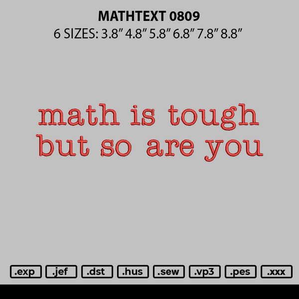 Mathtext 0809 Embroidery File 6 sizes