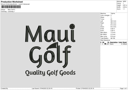 Maui Golf Embroidery File 6 sizes