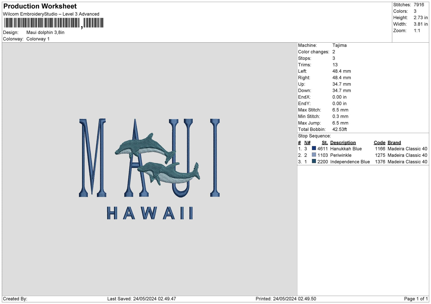 Hawaiitext V2 Embroidery File 6 sizes
