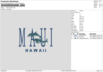 Hawaiitext V2 Embroidery File 6 sizes