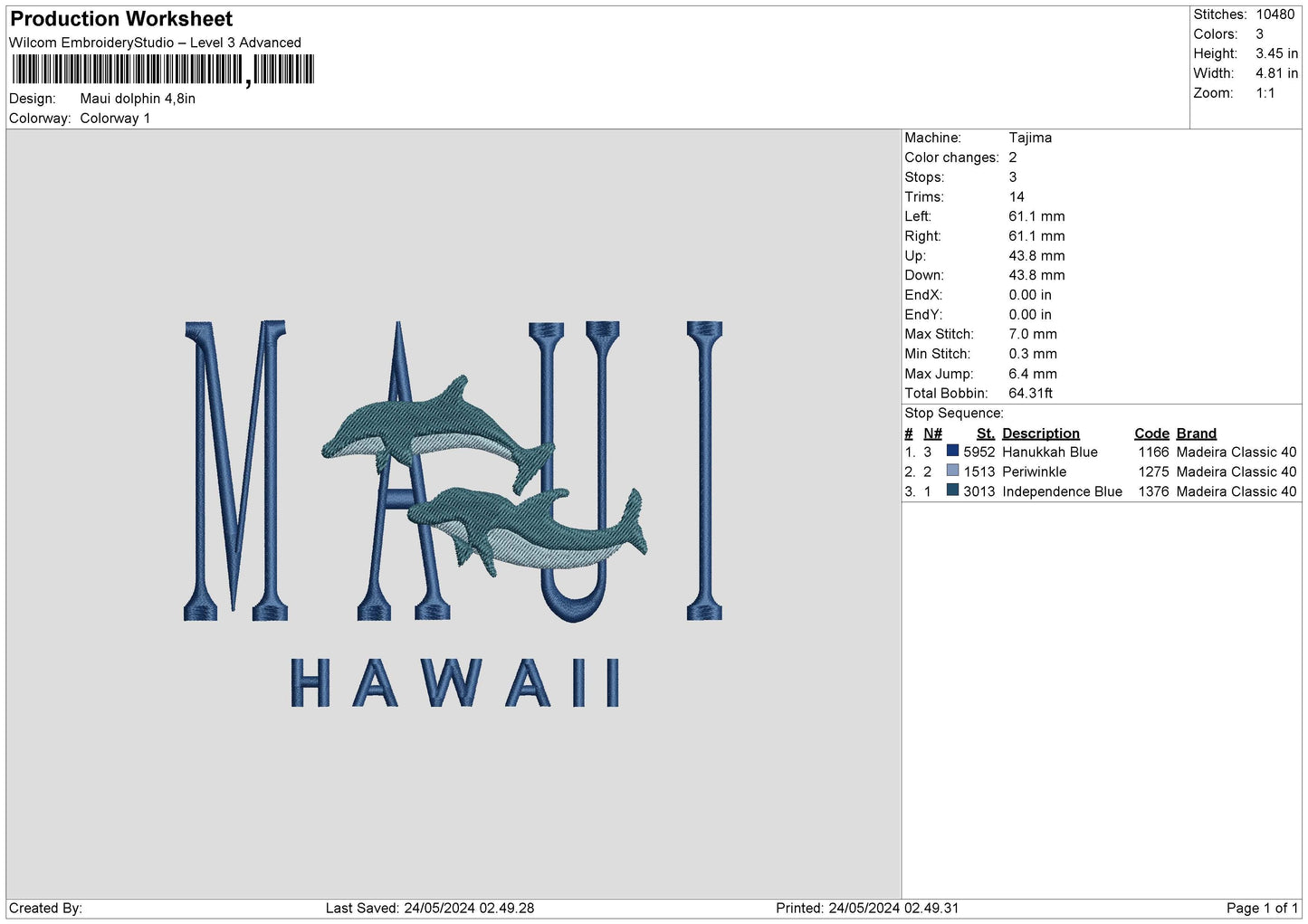 Hawaiitext V2 Embroidery File 6 sizes