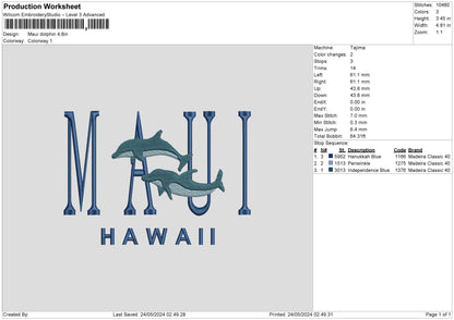 Hawaiitext V2 Embroidery File 6 sizes