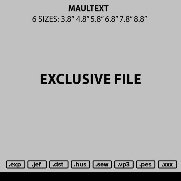 Maultext Embroidery File 6 sizes
