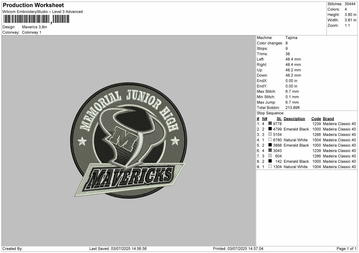 Mavericks Embroidery Design File